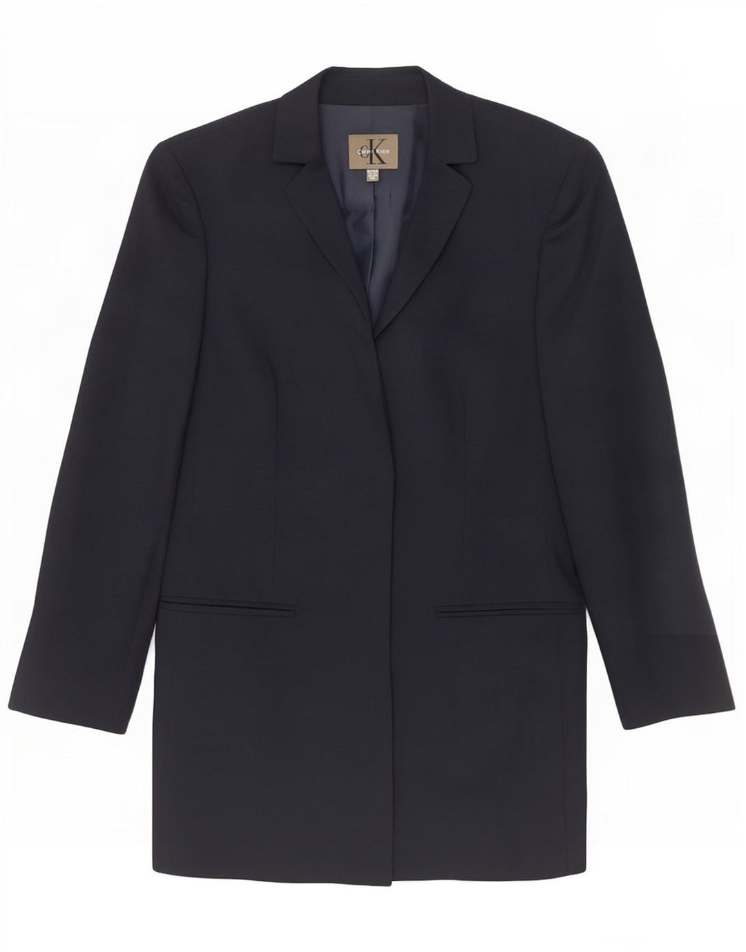 Calvin Klein Damen Longline Blazer Jacke EU 40 Mittelmarineblau