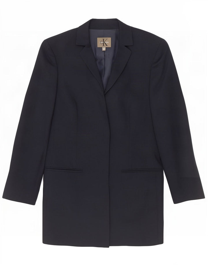 Calvin Klein Damen Longline Blazer Jacke EU 40 Mittelmarineblau