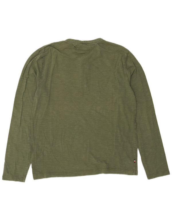 Tommy Hilfiger Herren Top Langarm XL Khaki Baumwolle