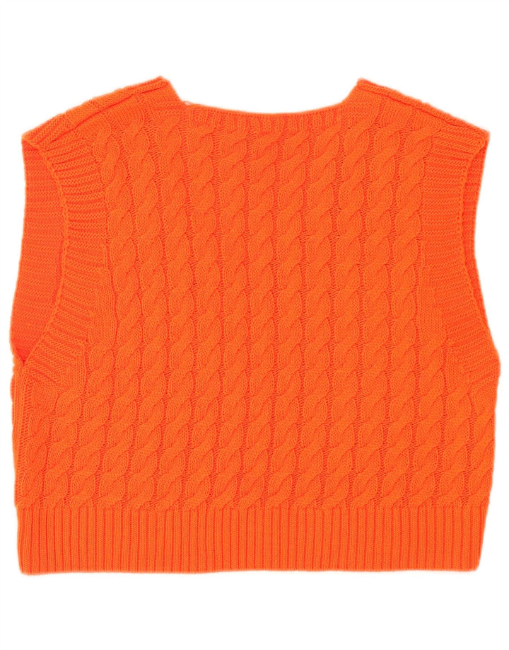 Vintage Damen Crop Weste Tank Top UK 14 Medium Orange