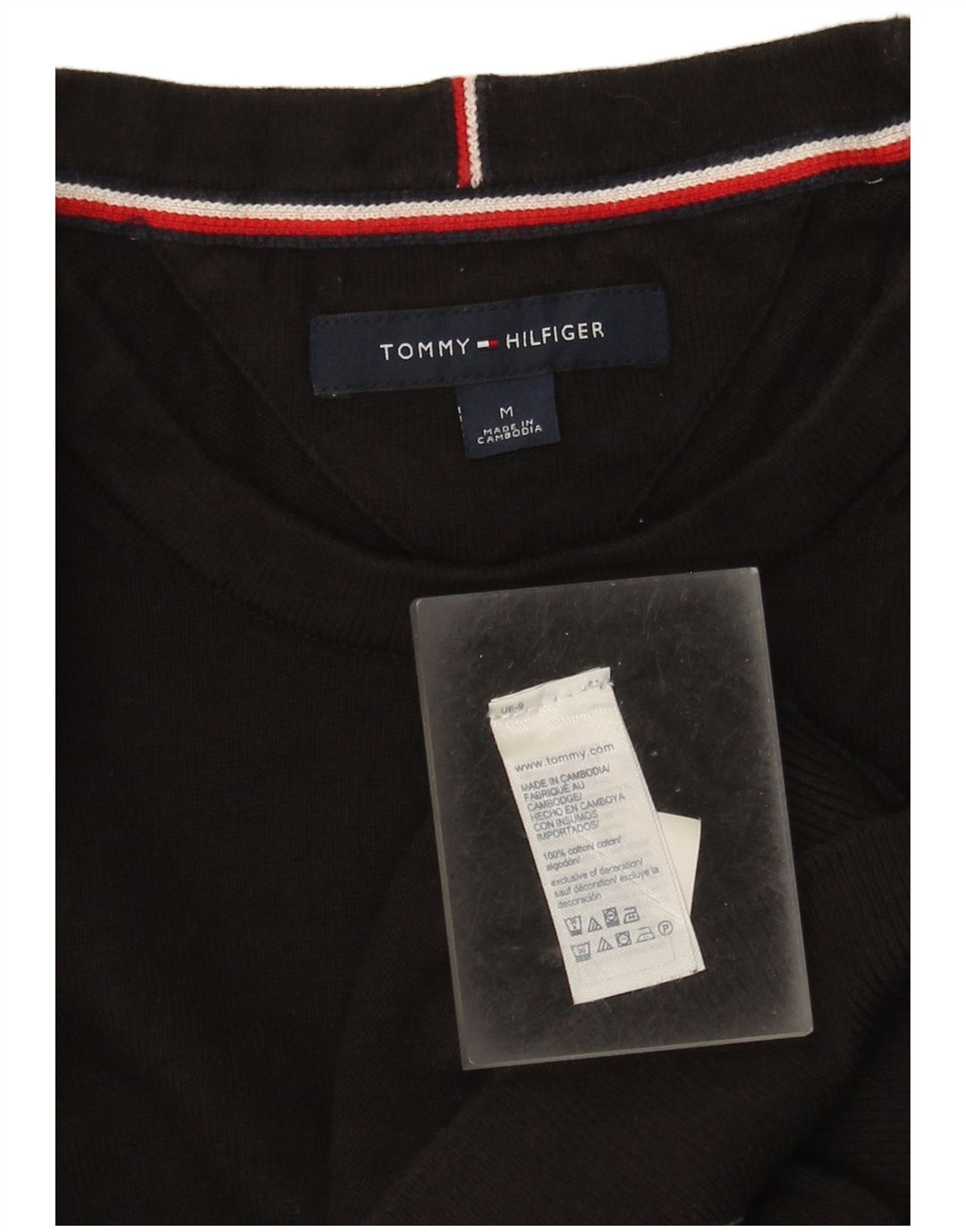 Tommy Hilfiger Herren-Pullover mit Rundhalsausschnitt, mittlere schwarze Baumwolle