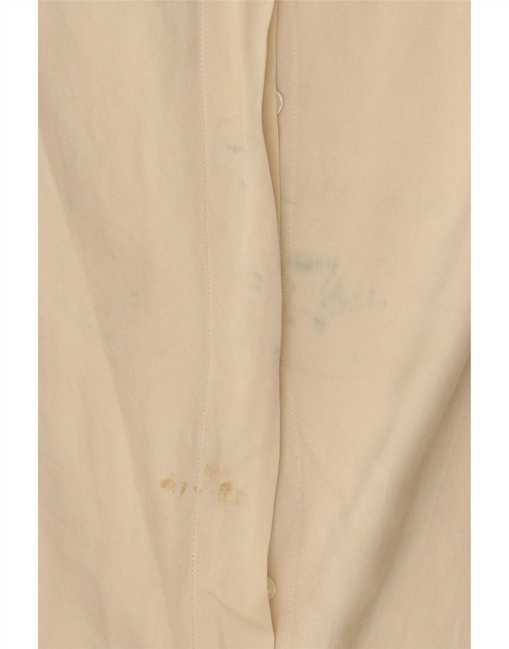 Vintage Damen Übergroßes Hemd UK 8 Small Beige Seide