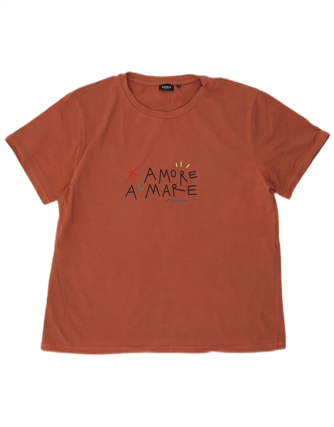 Emme Womens Graphic T-Shirt Top UK 14 Mittelbraune Baumwolle