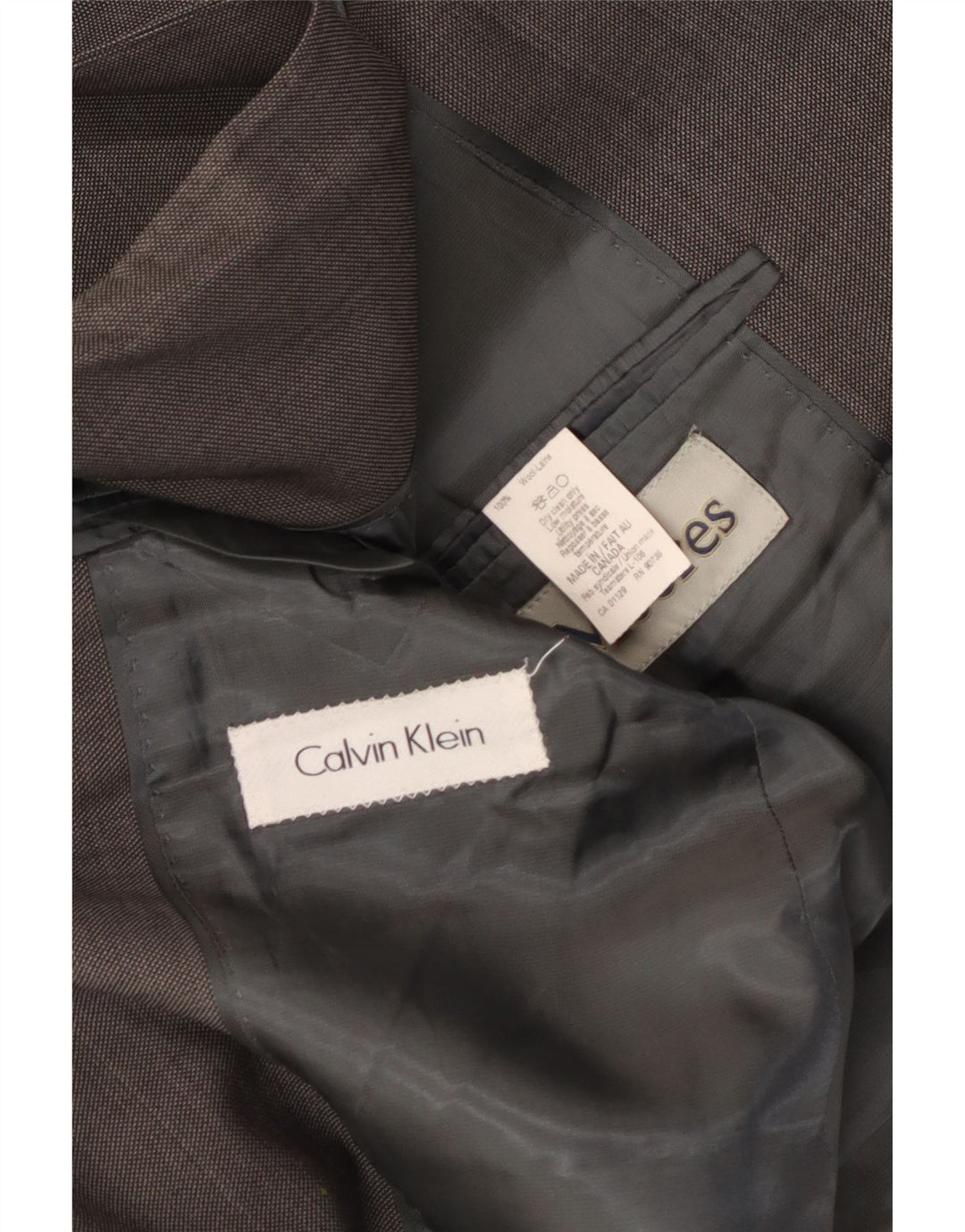 Calvin Klein Herren-Blazer mit 2 Knöpfen, UK 36, kleine graue Wolle
