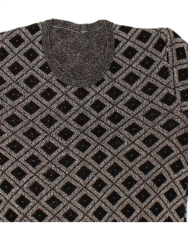 VINTAGE Womens Crew Neck Jumper Sweater UK 8 Small Grey Argyle/Diamond Vintage Vintage and Second-Hand Vintage from Messina Hembry 