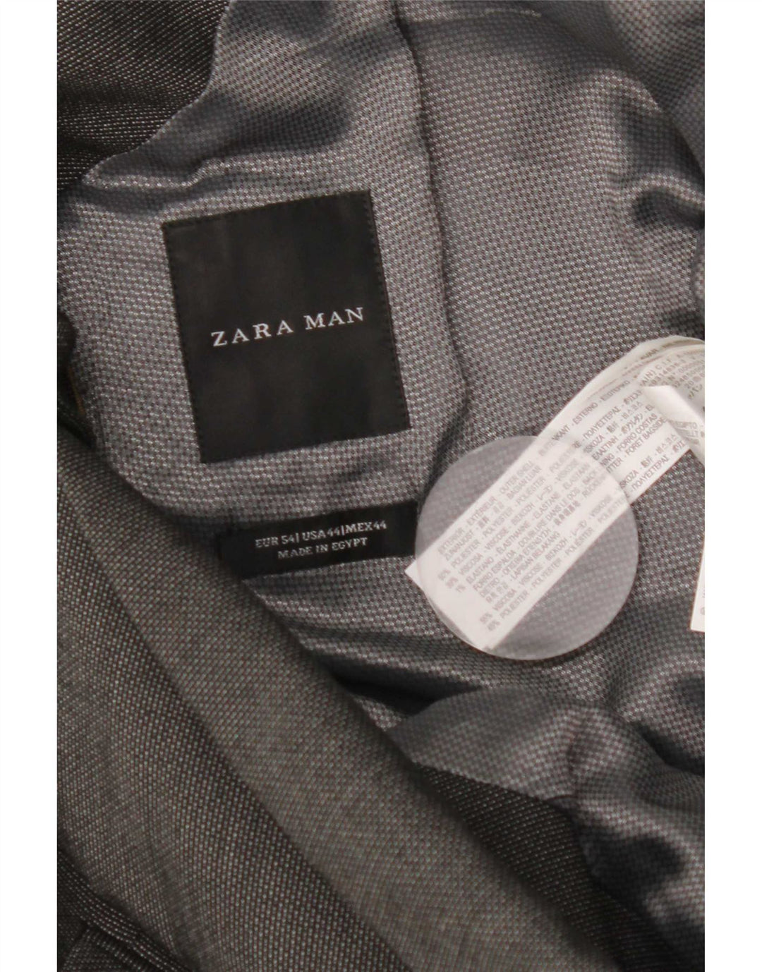 Zara Herren-Blazerjacke mit 2 Knöpfen, Größe 54, XL, graues Polyester