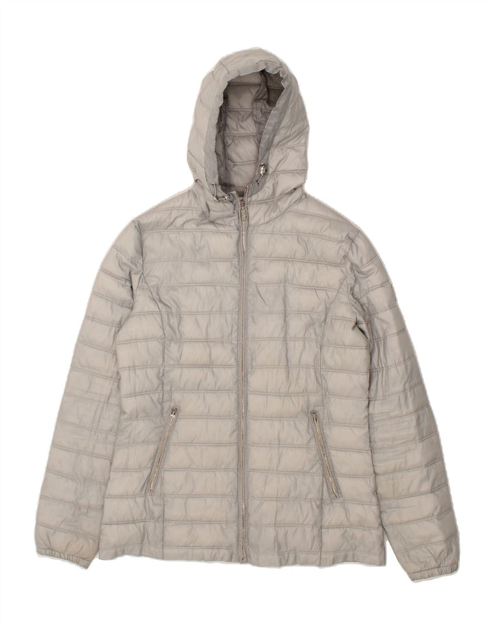LOTTO Womens Hooded Padded Jacket UK 10 Small Grey Polyester Vintage Lotto and Second-Hand Lotto from Messina Hembry 