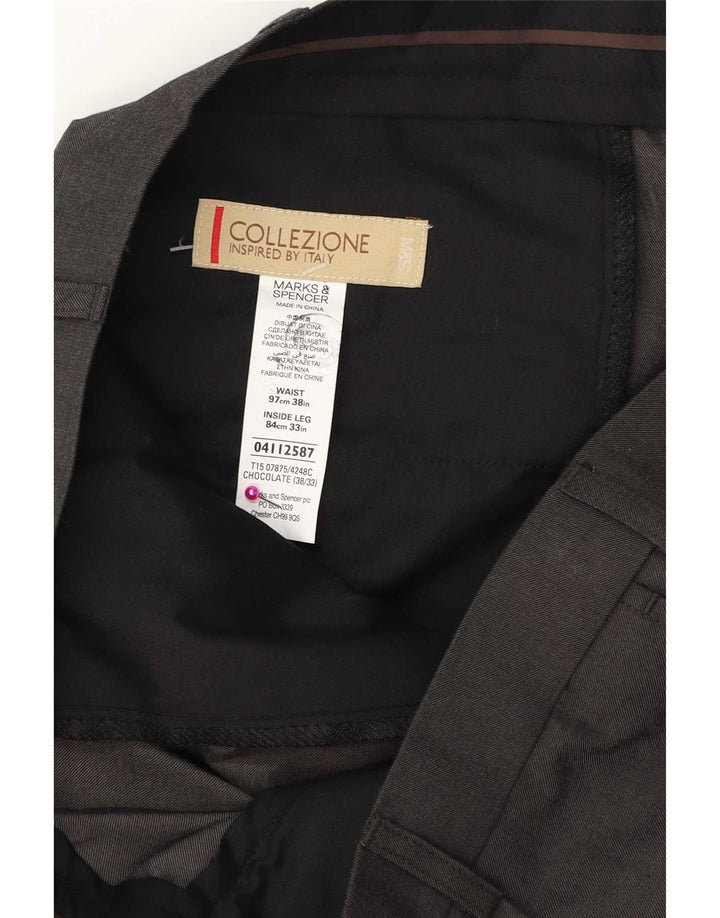 Gerade Herren-Anzughose von Marks & Spencer, W38, L33, braun, Polyester