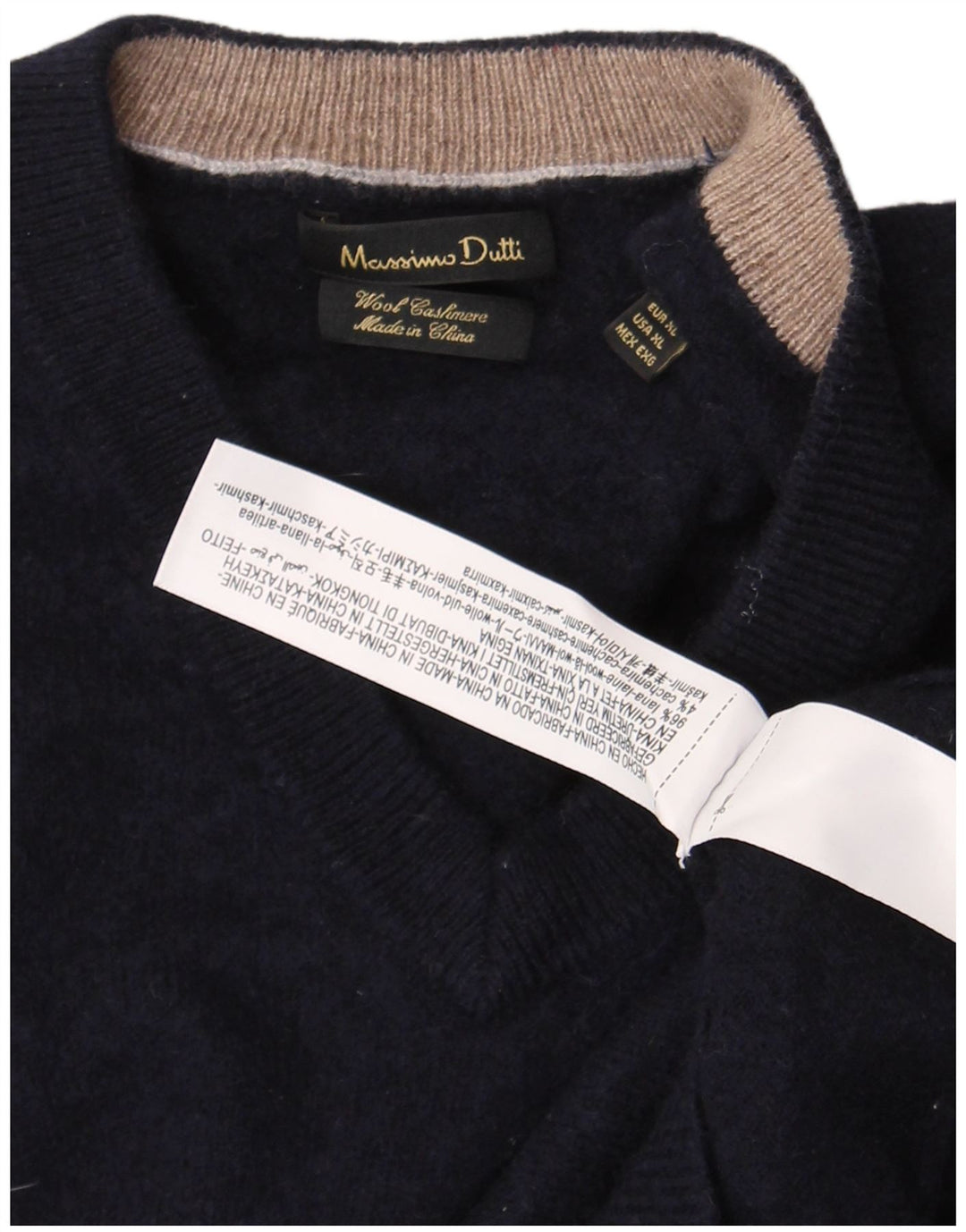 Massimo Dutti Damen Pullover mit V-Ausschnitt UK 18 XL Marineblaue Wolle