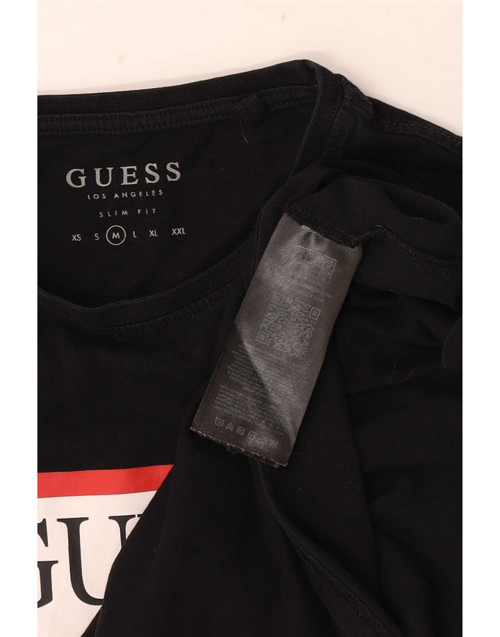 Guess Slim-Fit-Grafik-T-Shirt-Oberteil für Herren aus mittelschwarzer Baumwolle