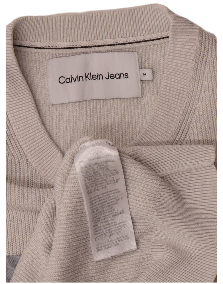 Calvin Klein Jeans Herren-Pullover mit Rundhalsausschnitt, Mittelgrau, Farbblock