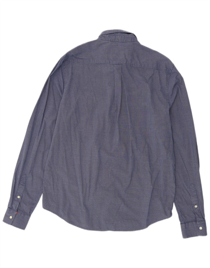 Superdry Herren-Hemd, groß, Marineblau mit Gingham-Karomuster