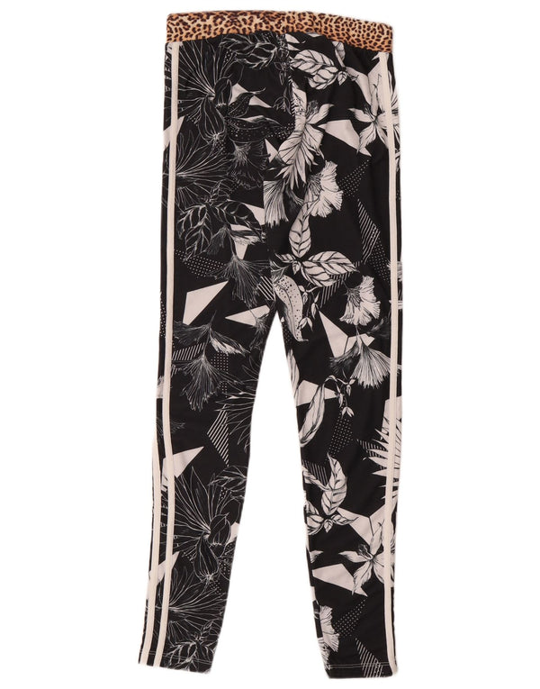 Adidas Damen-Leggings, Größe S, Größe S, Schwarz, Blumenmuster, Polyester, Sport