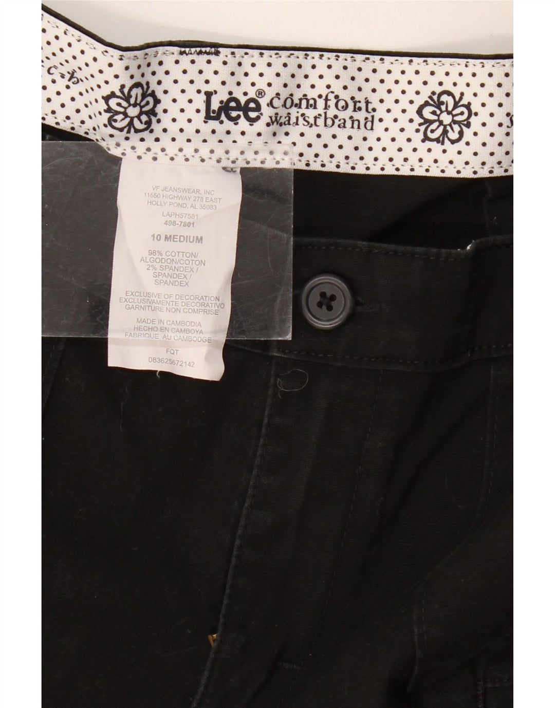 Lee Damen Cargoshorts US 10 Large W32 Schwarze Baumwolle