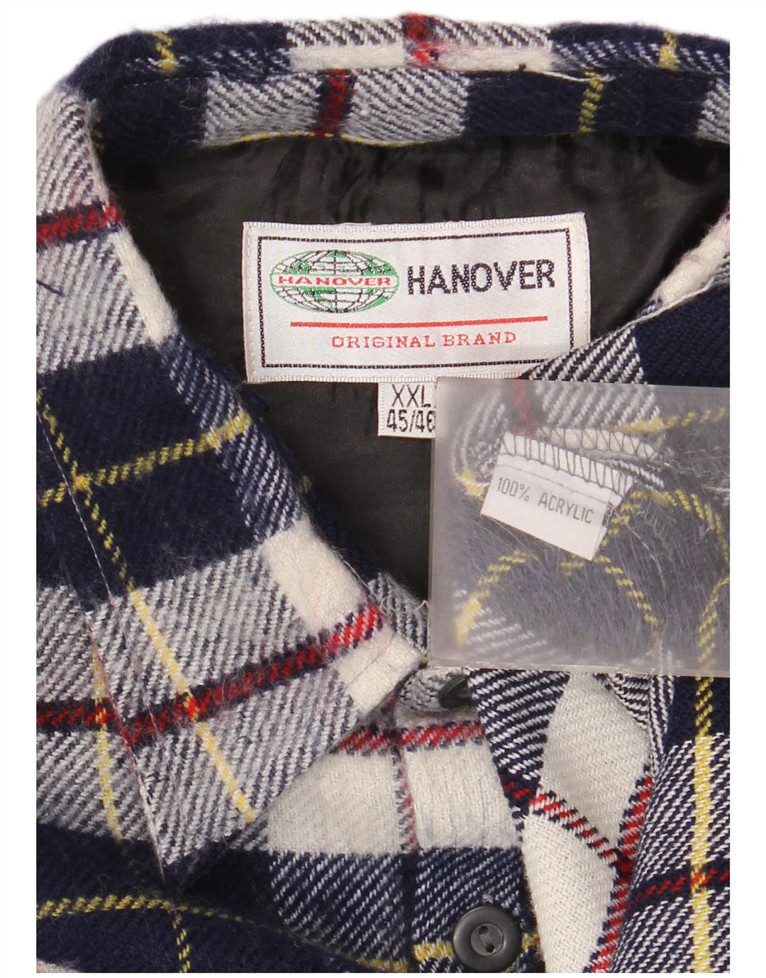 Hanover Herren-Flanellhemd, Größe 45/46, 2XL, marineblau, kariert, Acryl
