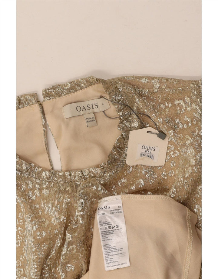 OASIS Ärmelloses Damen-Blusenoberteil, UK-Größe 44, Größe L, beige, mit Tiermuster