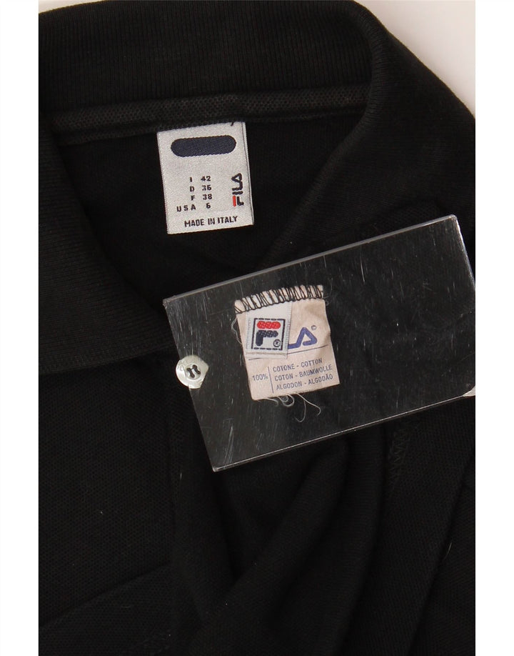 Fila Damen Ärmelloses Poloshirt IT 42 Mittelschwarze Baumwolle