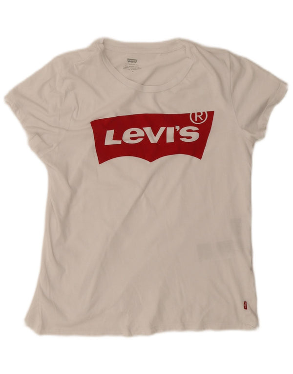Levi's Womens Graphic T-Shirt Top UK 12 Medium White Cotton