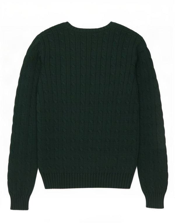 Ralph Lauren Damen-Pullover mit V-Ausschnitt, UK 14, Größe L, grüne Baumwolle
