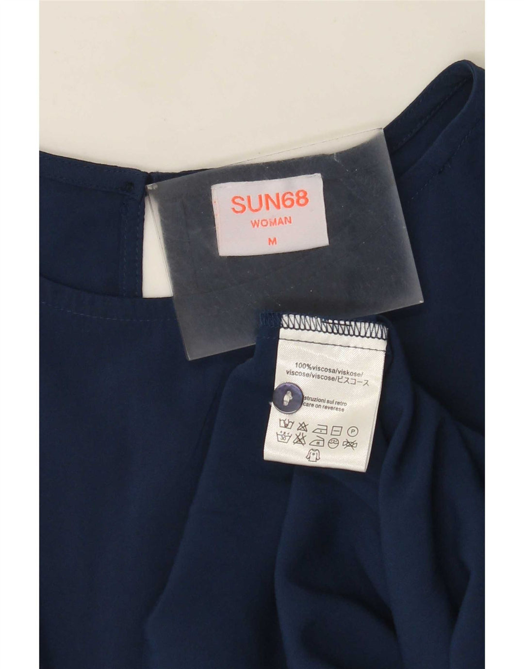 Sun68 Damen-Blusenoberteil UK 14 Mittelmarineblaue Viskose