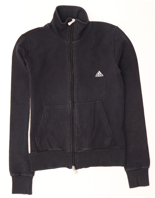 Adidas Damen Trainingsanzug Top Jacke UK 10 Small Schwarz Baumwolle