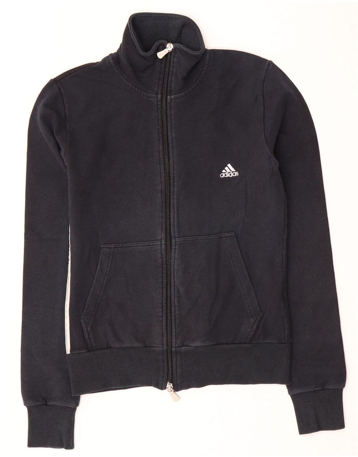 Adidas Damen Trainingsanzug Top Jacke UK 10 Small Schwarz Baumwolle