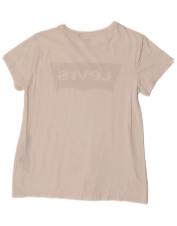 Levi's Damen-T-Shirt mit Grafik, UK 10, Größe S, weiße Baumwolle