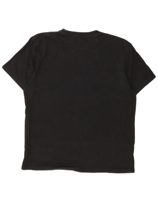 All Saints Mens Relaxed Fit Graphic T-Shirt Top Small Black Cotton