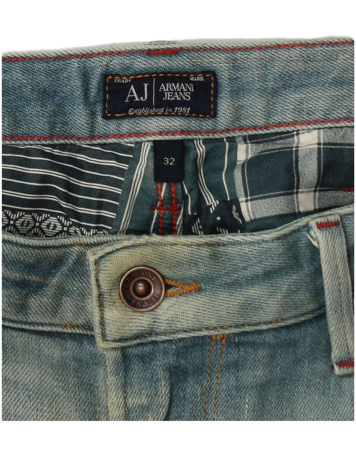 ARMANI Herren Slim Jeans W32 L34 Blaue Baumwolle