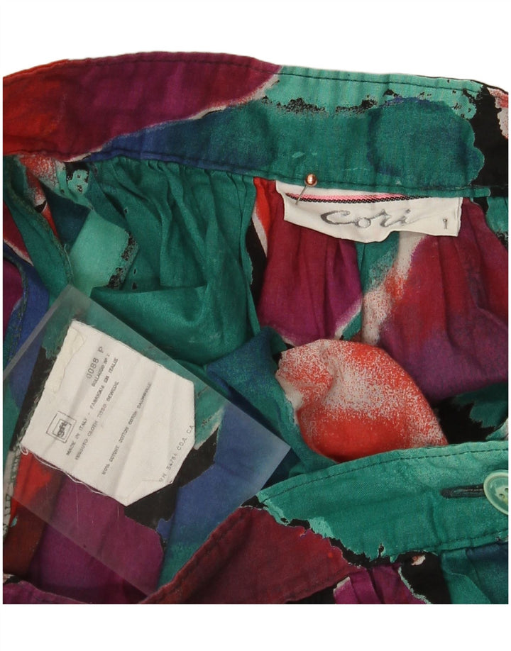 Vintage Damen Faltenrock mit abstraktem Muster W26 Klein Mehrfarbig