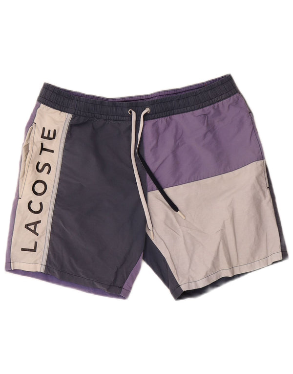Lacoste Herren-Badeshorts mit Grafik, mittelgroß, mehrfarbig, Farbblock