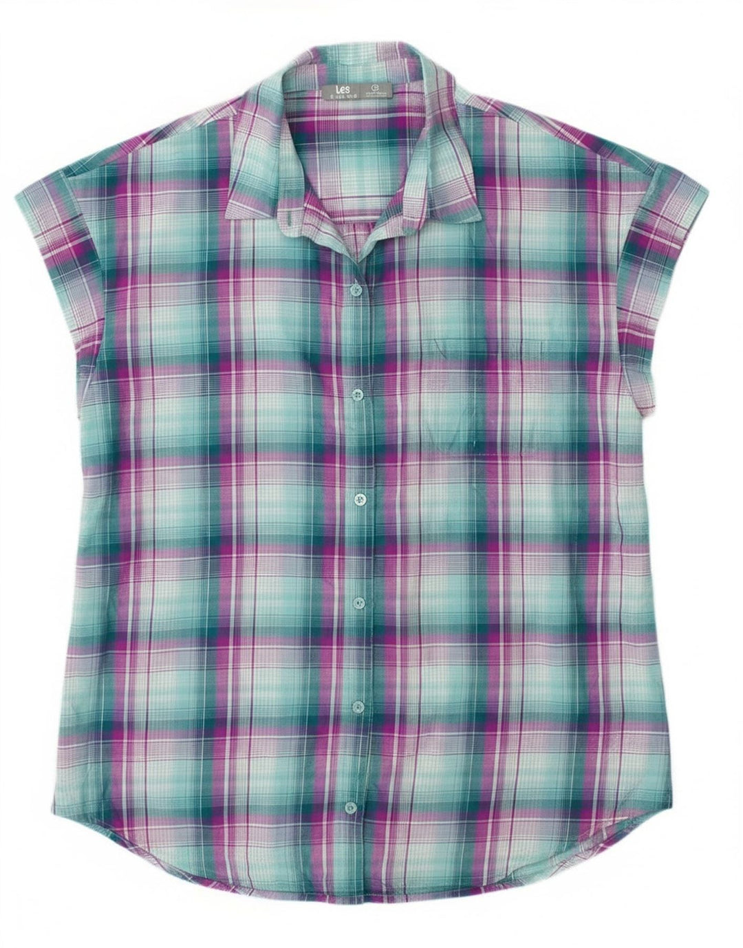 Lee Womens Riders Ärmelloses Hemd UK 14 Mittelgrün kariertes Polyester