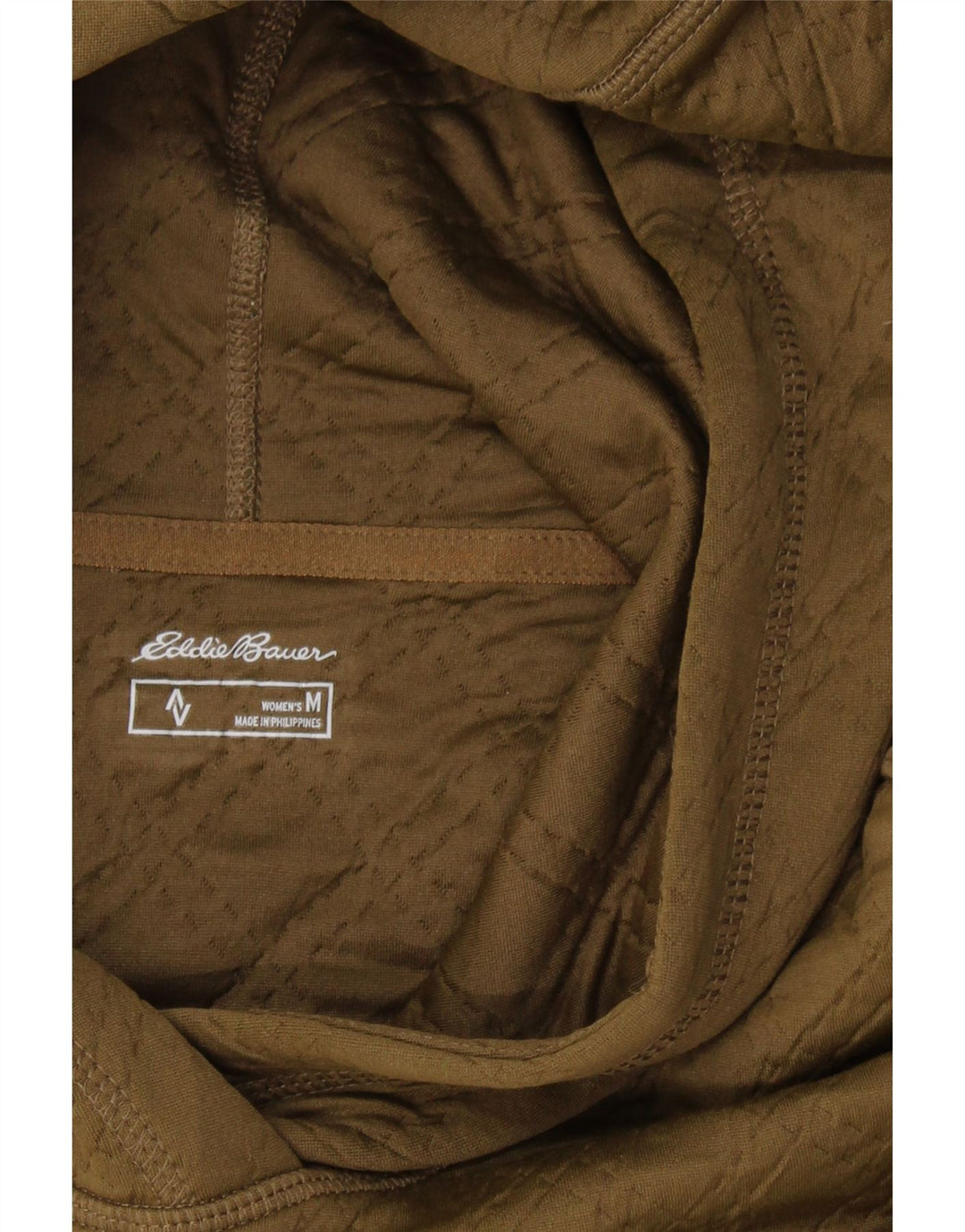 EDDIE BAUER Womens Hoodie Jumper UK 14 Medium Khaki Check Polyester Vintage Eddie Bauer and Second-Hand Eddie Bauer from Messina Hembry 