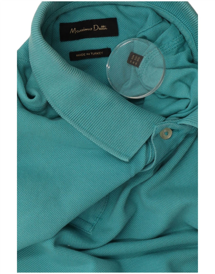Massimo Dutti Herren Poloshirt Mittelblau