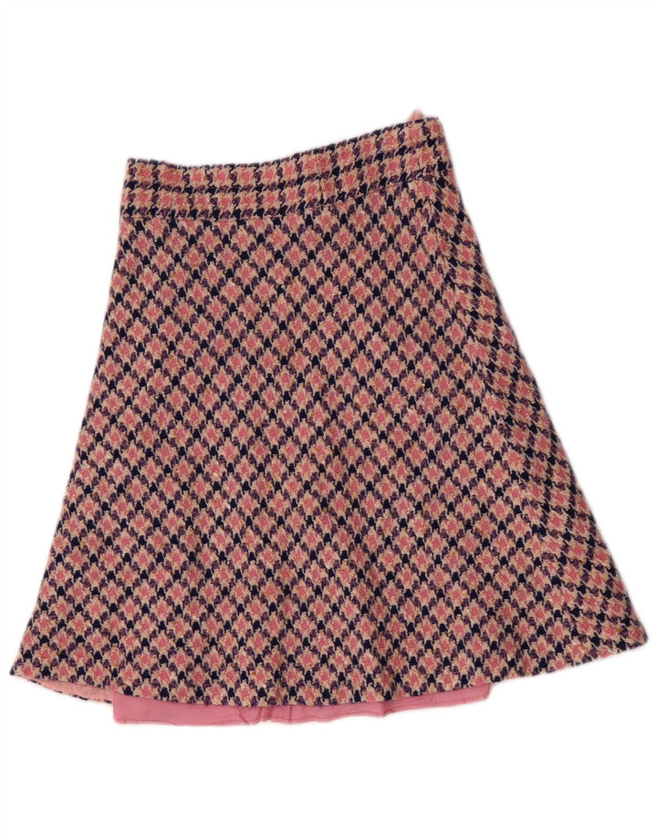 Vintage Damen A-Linienrock Medium W30 Rosa Hahnentrittmuster