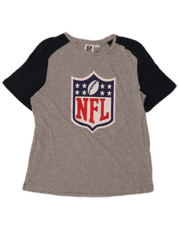 NFL Herren-T-Shirt mit Grafik, Größe L, Grau, Colourblock-Baumwolle