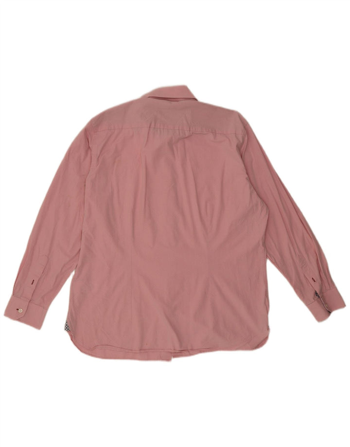 Ted Baker Herrenhemd, Größe 16 1/2, groß, rosa, geometrische Baumwolle