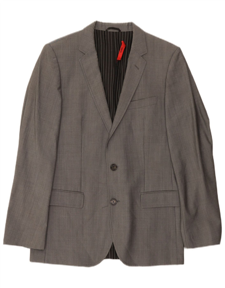 Hugo Boss Herren-Blazer mit 2 Knöpfen, EU 48, mittelgraue Wolle