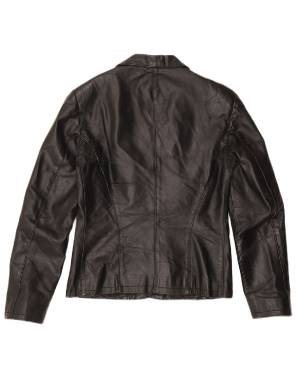 Sasch Damen 2-Knopf-Lederblazerjacke UK 10 Kleines schwarzes Leder