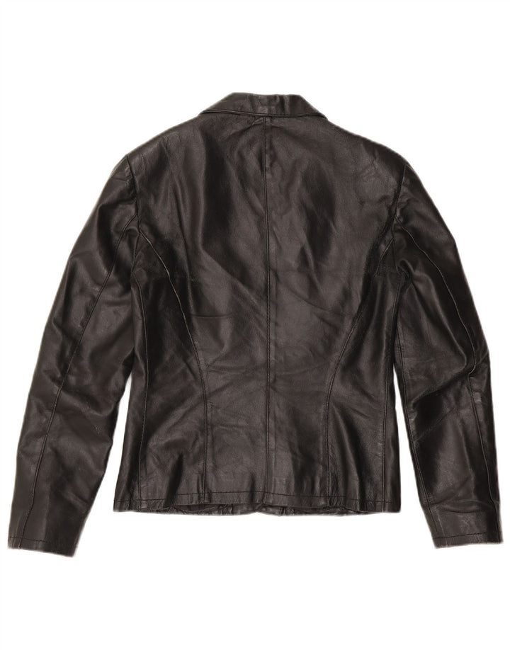 Sasch Damen 2-Knopf-Lederblazerjacke UK 10 Kleines schwarzes Leder