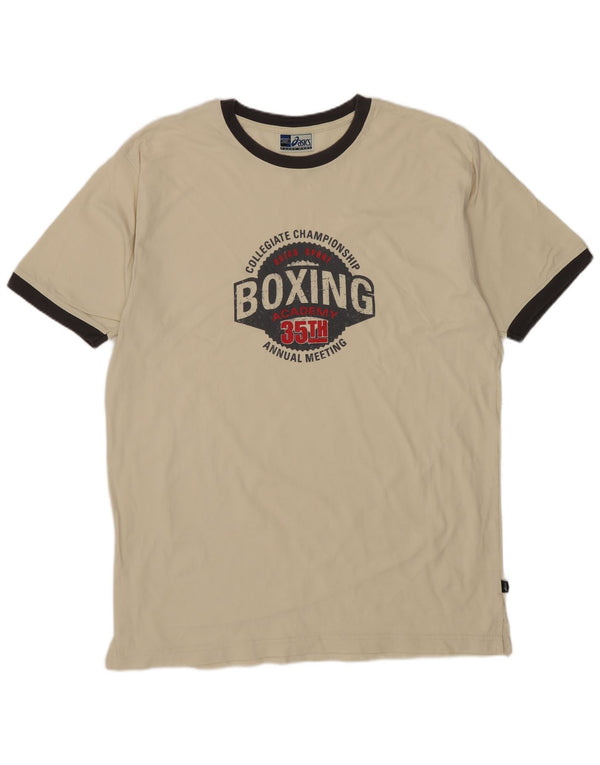 ASICS Herren-T-Shirt mit Grafik, Größe L, Beige, Baumwolle