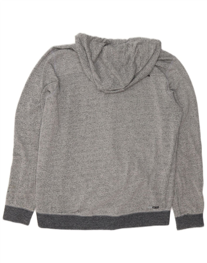 HURLEY Herren-Kapuzenpullover mit Reißverschluss, groß, graue Baumwolle