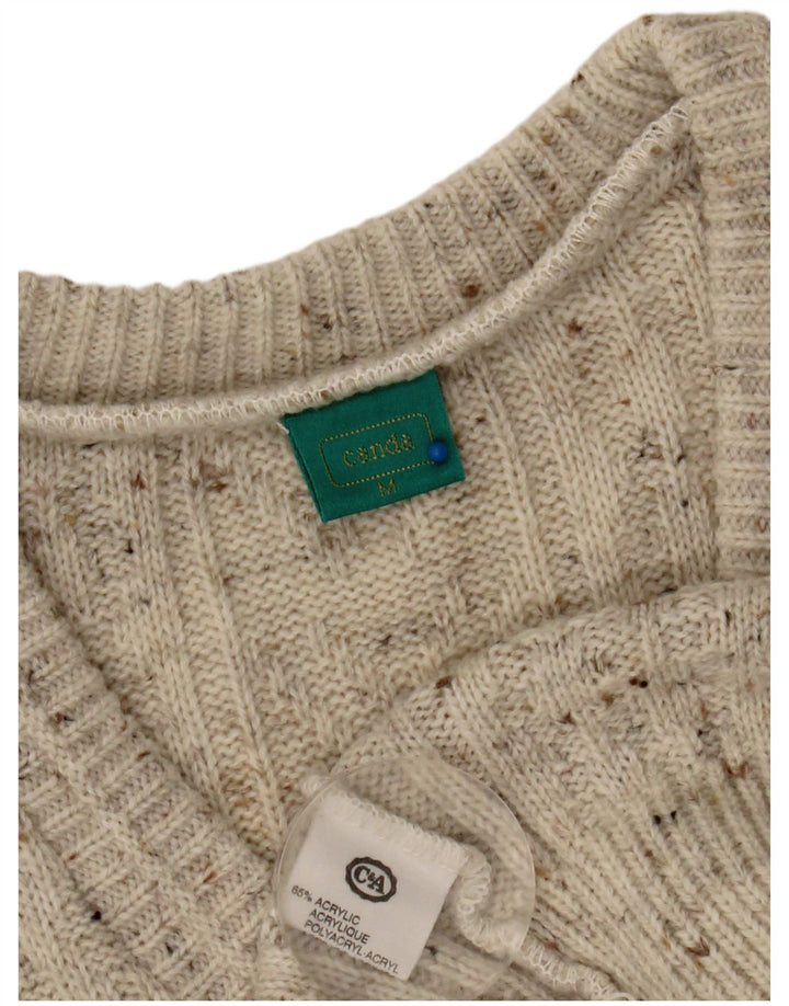 Canda Herren-Pullover mit V-Ausschnitt, Mittelgrau geflecktes Acryl