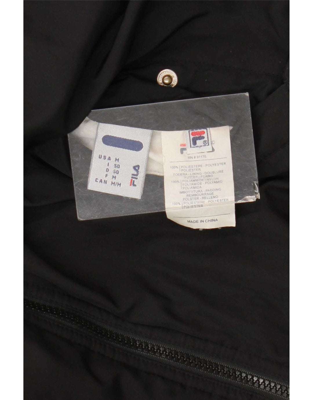 Fila Herren Reversible Wattierte Jacke IT 50 Large Schwarz Colourblock Polyester