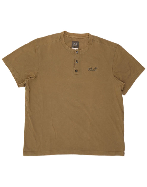 Jack Wolfskin Herren T-Shirt Top UK 46/48 2XL Khaki Baumwolle