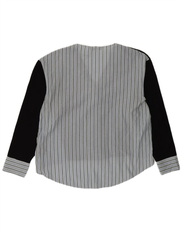 Zara Damen-Hemdbluse, UK 14, mittelschwarz, gestreift, Baumwolle