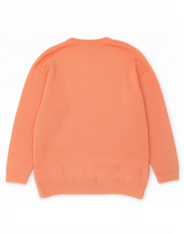 Vintage Damen Rundhalspullover Pullover UK 14 Groß Orange
