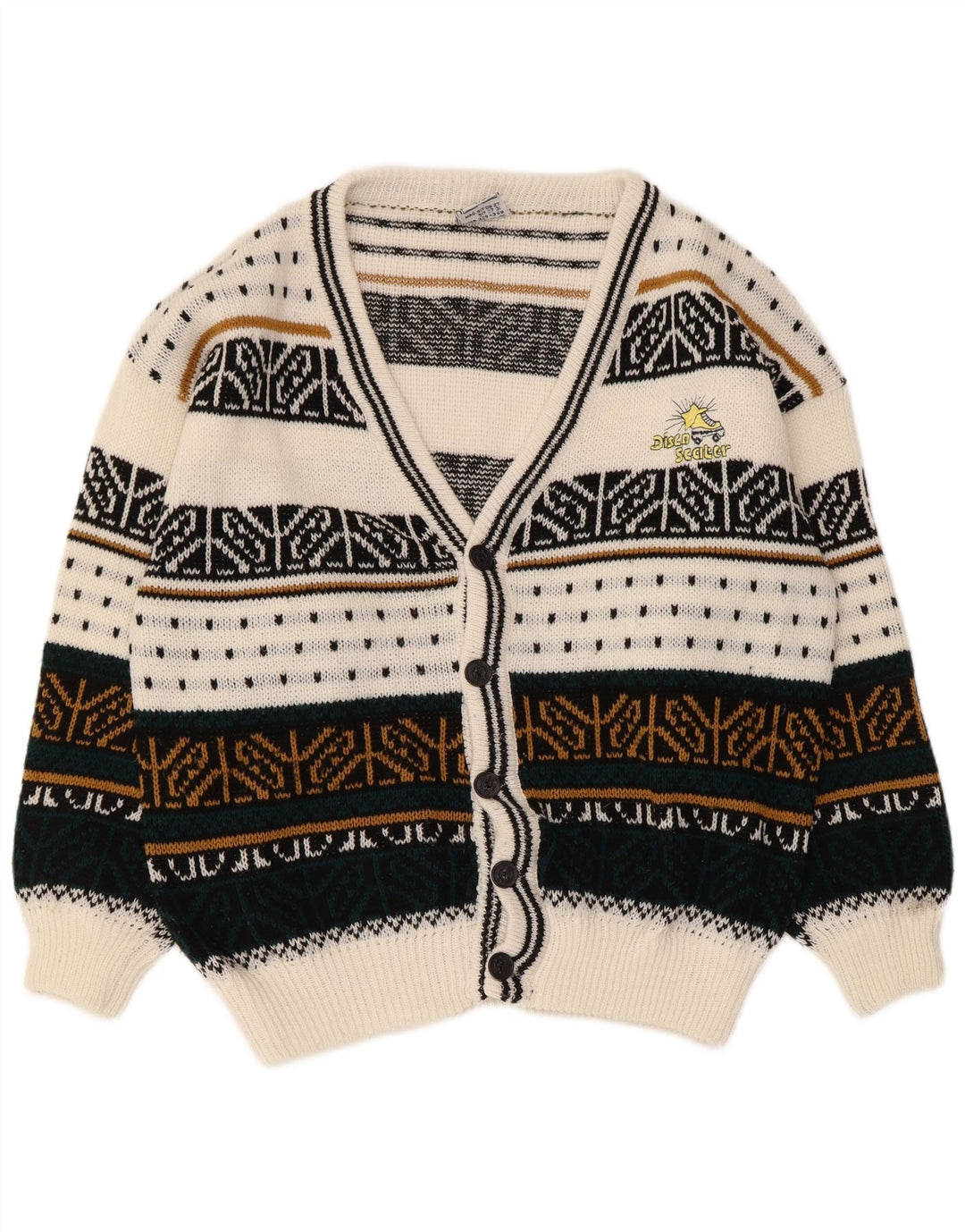 Vintage Herren-Cardigan-Pullover, groß, mehrfarbig, Fair Isle