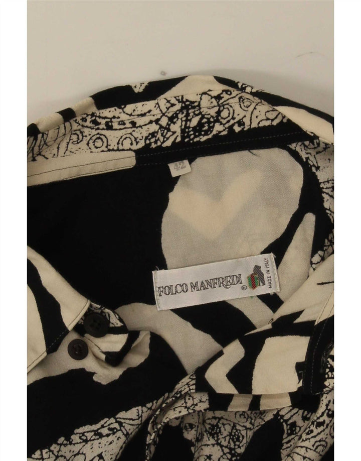 Vintage Herren Kurzarmhemd IT 42 Großes schwarzes Patchwork