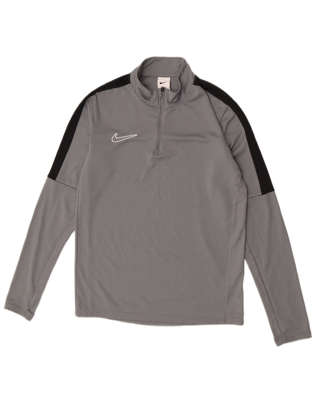 Nike Herren-Dri-Fit-Oberteil mit Reißverschluss, langärmlig, klein, graues Farbblock-Polyester